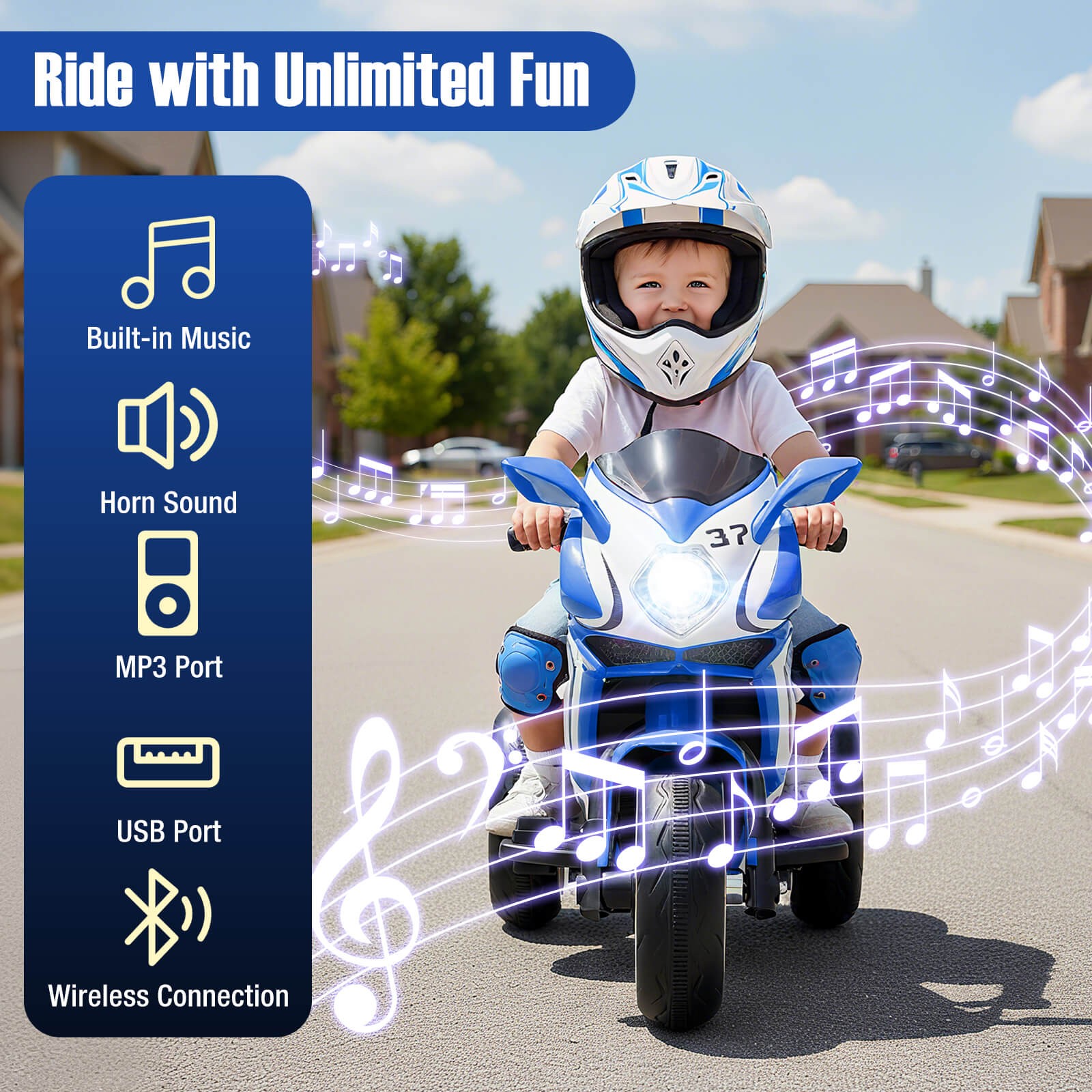 Kids Ride on Motorcycle 6V Battery Powered Mini Electric Motorbike w/ LED Lights