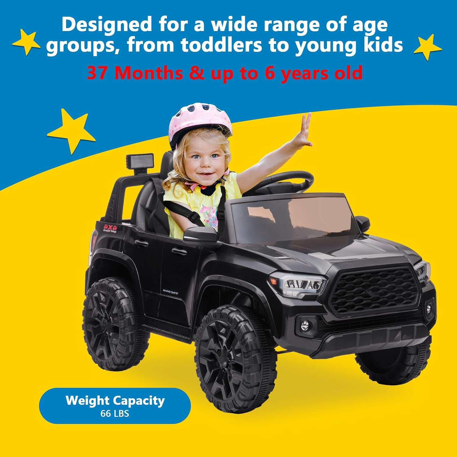 12V Kids Ride-On Car With Parent Remote Control &LED Headlights for 3-6 Year Old