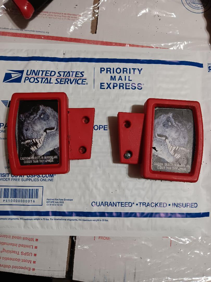 Pair Power Wheels BCK Jeep Wrangler RED JURASSIC PARK MIRRORS