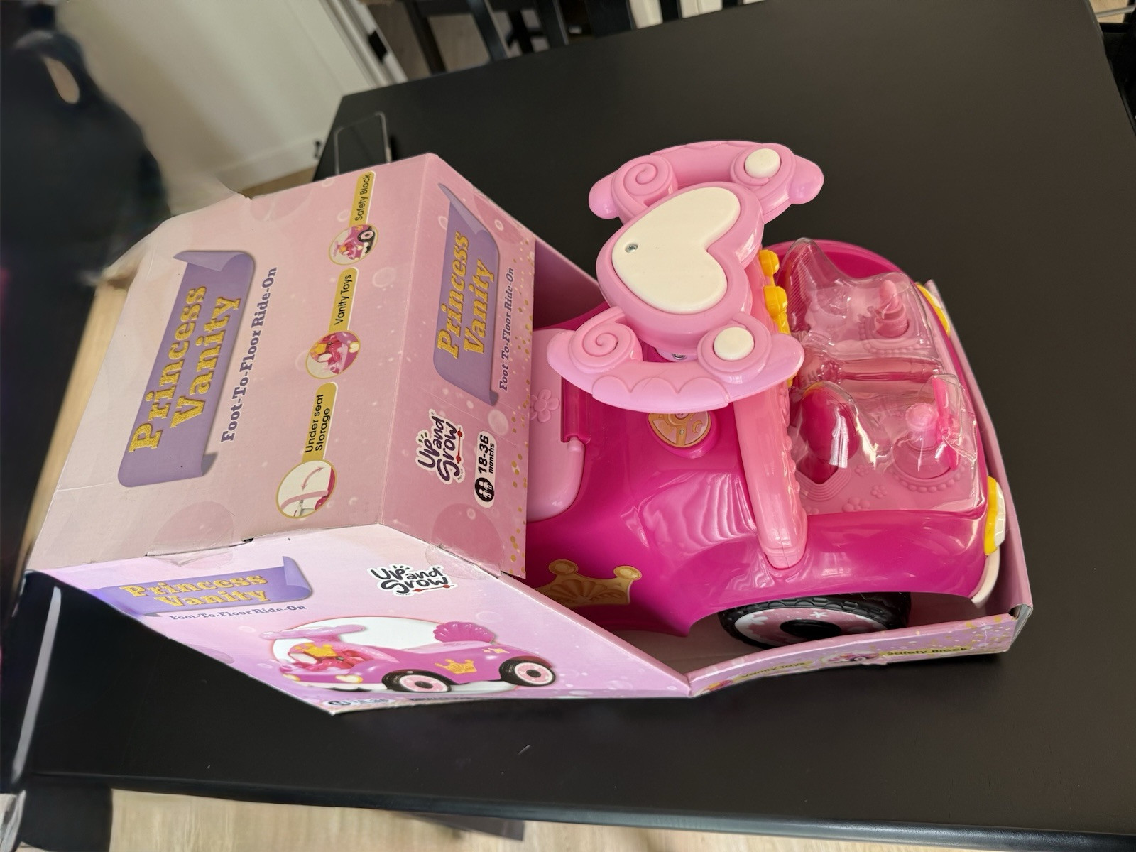 Princess Vanity Foot-To-Floor Ride-On – Pink Toddler Ride-On Toy (NEW in Box!)