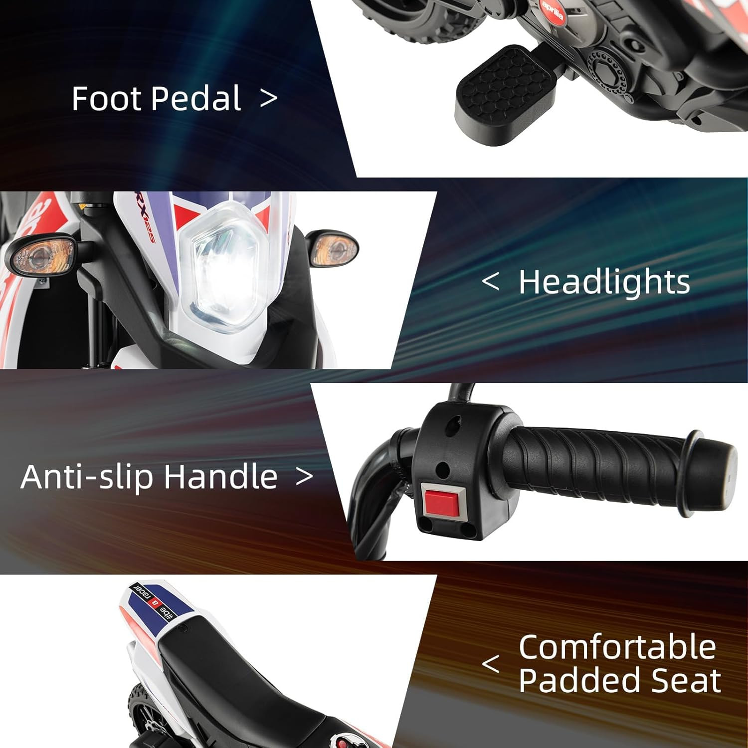 Kids Motorcycle 12V, Licensed Aprilia RX125 Ride-On Motorbike for Toddlers with