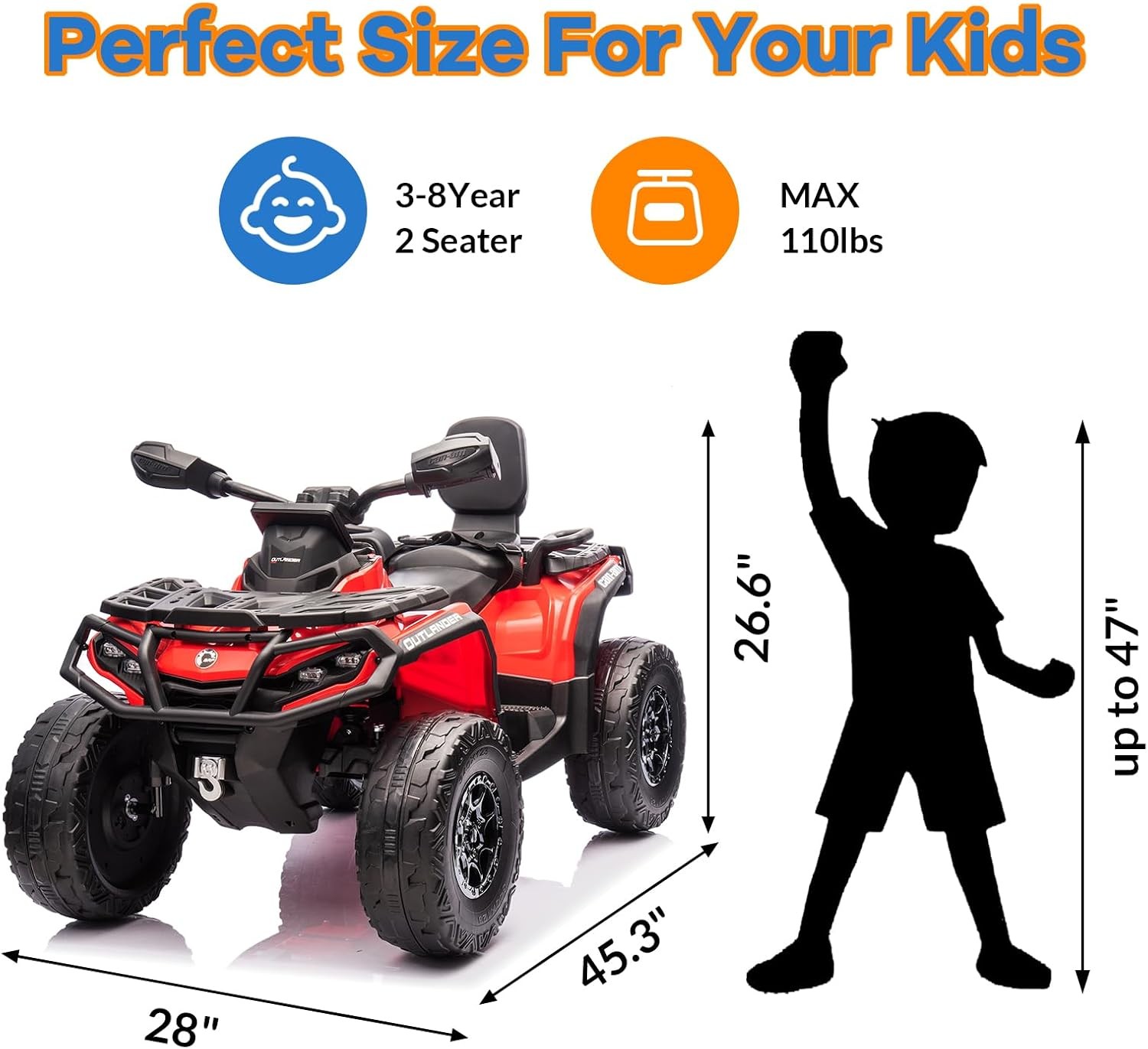 12V Kids ATV Ride on Car Electric Toys Off-Road Vehicles 4 Wheeler Quad for Kids