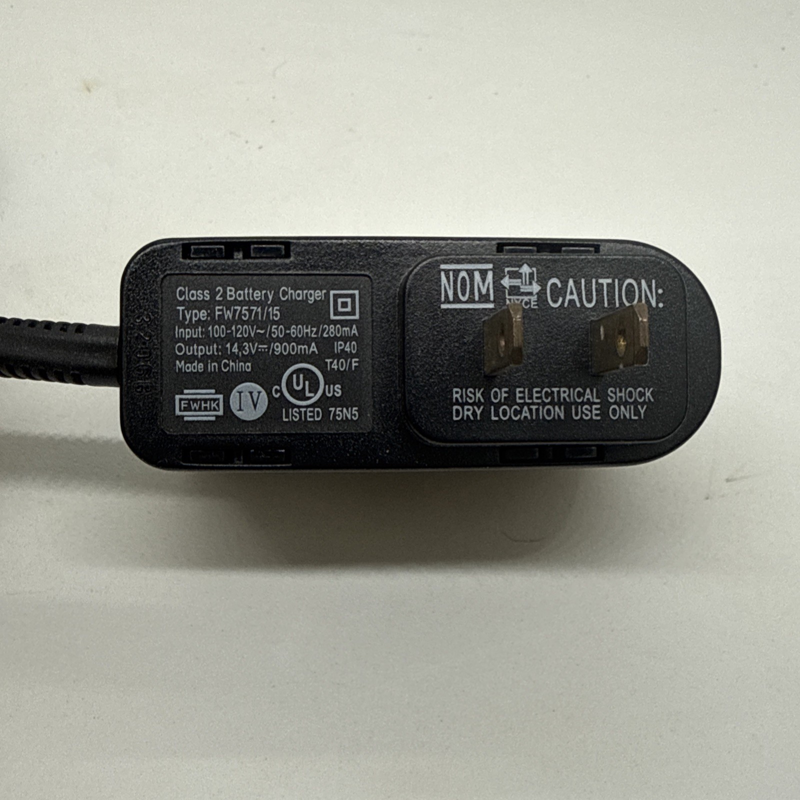 Peg Perego Charger Cord 12V Original Replacement OEM FW7571/15 Class 2 Ride on
