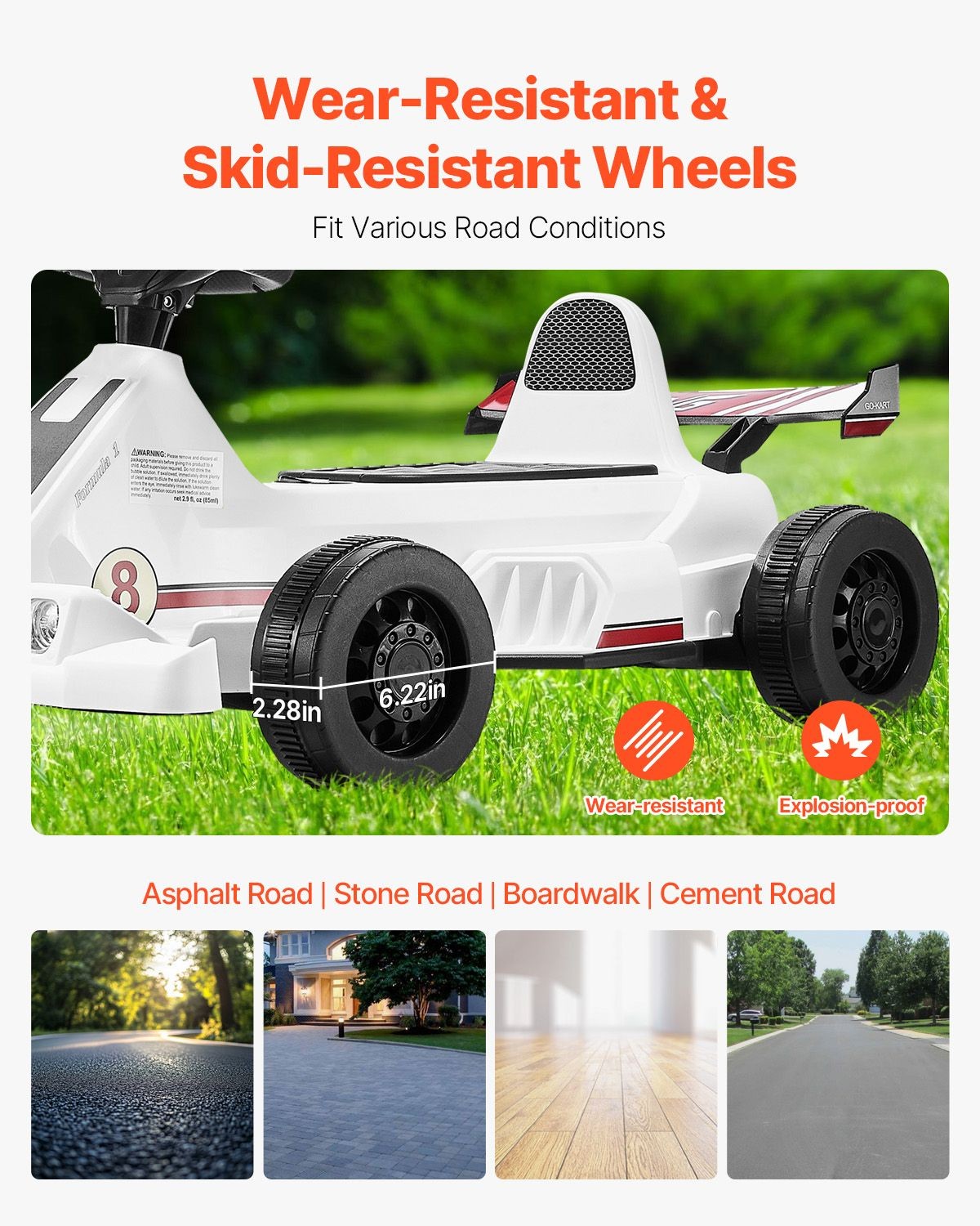 Electric Go Kart, 6V 4.5Ah Battery, Pedal Go Kart Portable Outdoor Race Toy for