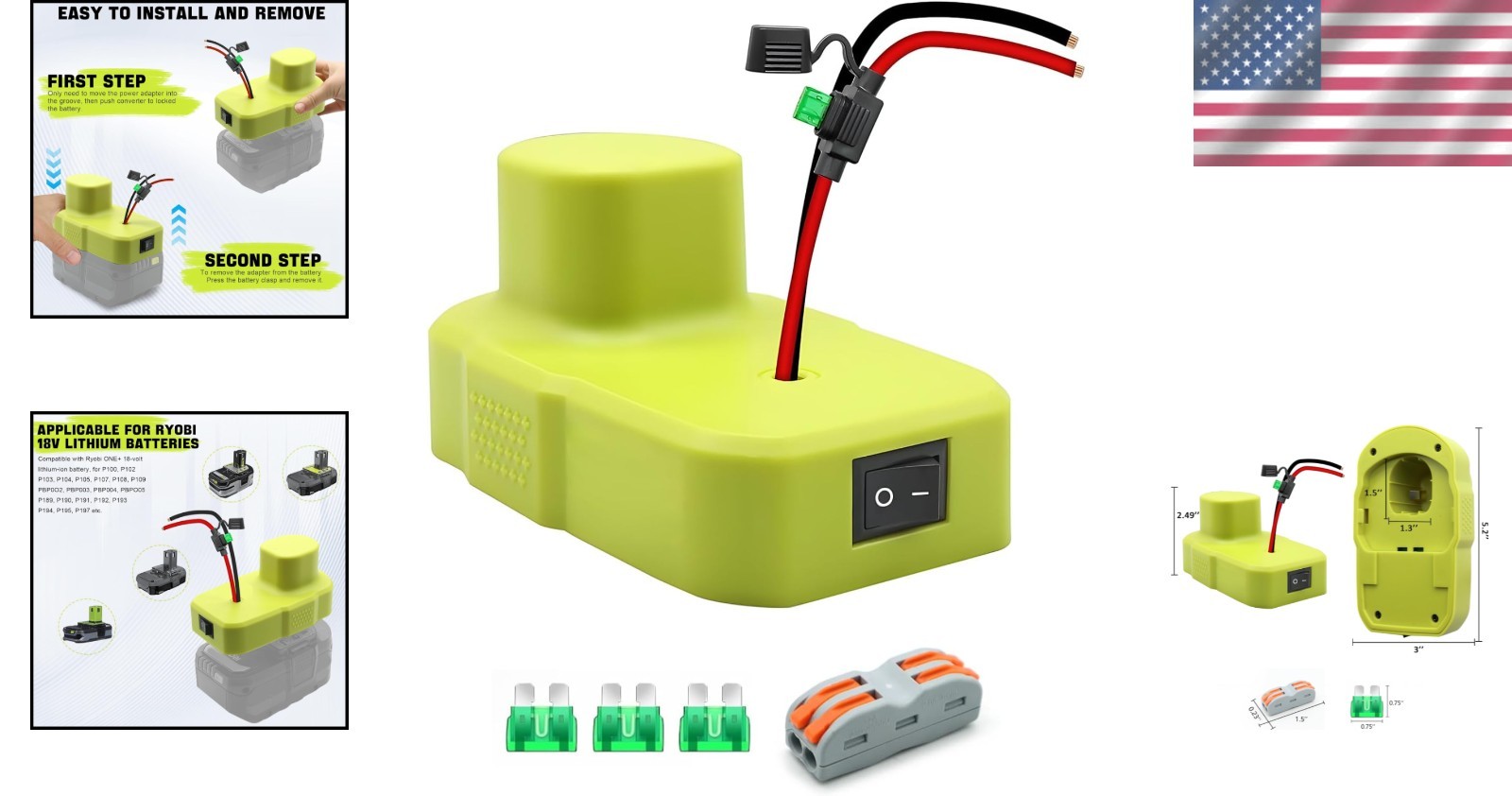 Ryobi 18V Battery Adapter for RC Cars & Robotics – Durable Connector with Fuse