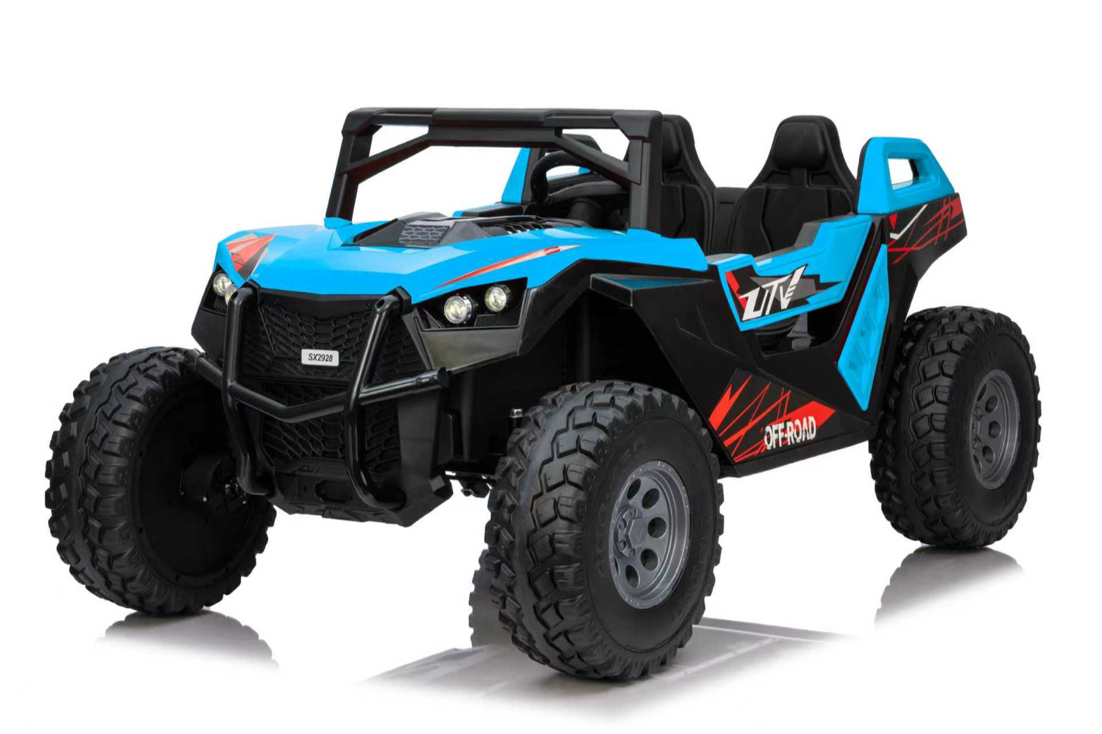 XXXL 24v Kids (3-8) Dune Buggy AWD 2 Leather Seats W/ Rubber Wheels AC & TV & RC