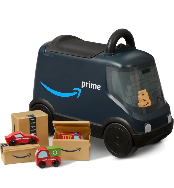 Amazon Delivery Van Ride on Toy for Kids, Blue Toddler Ride on Toy for Ages 2+