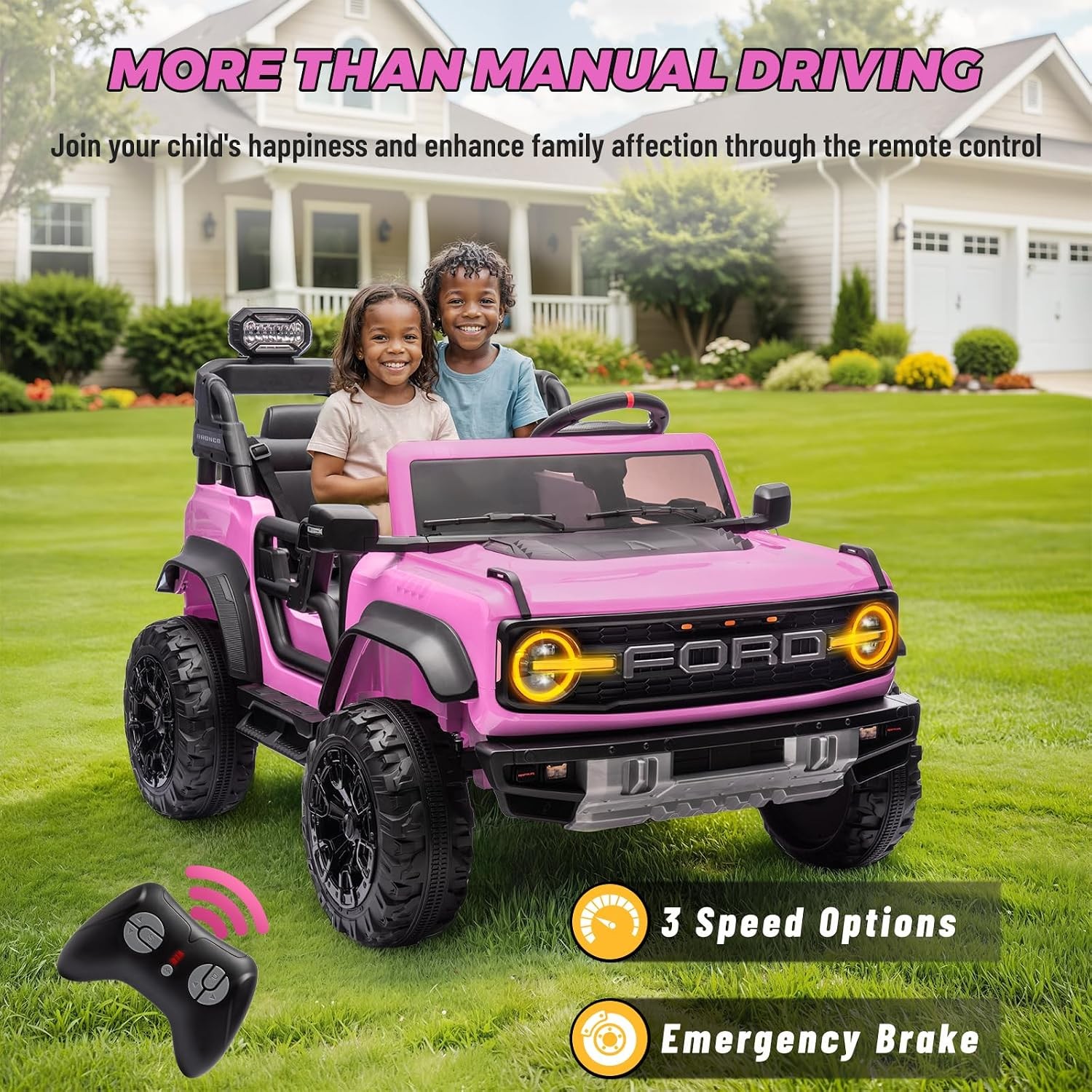 ENYOPRO 24V Ride On Toys for Big Kids, Licensed Ford Bronco Raptor 2 Seater Kids
