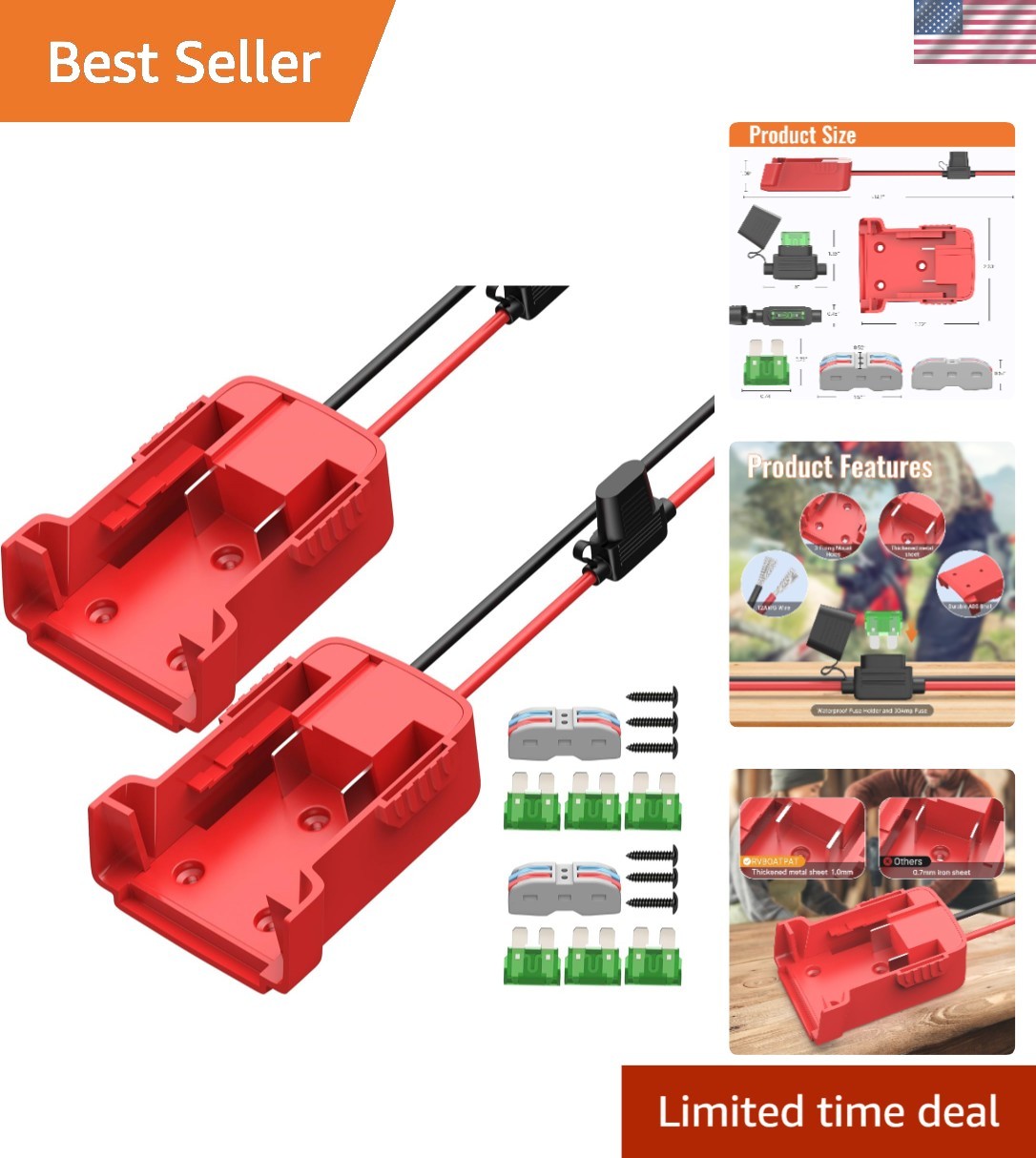 2PCS 18V Power Wheel Battery Adapter Kit with Lightweight Design & Accessories