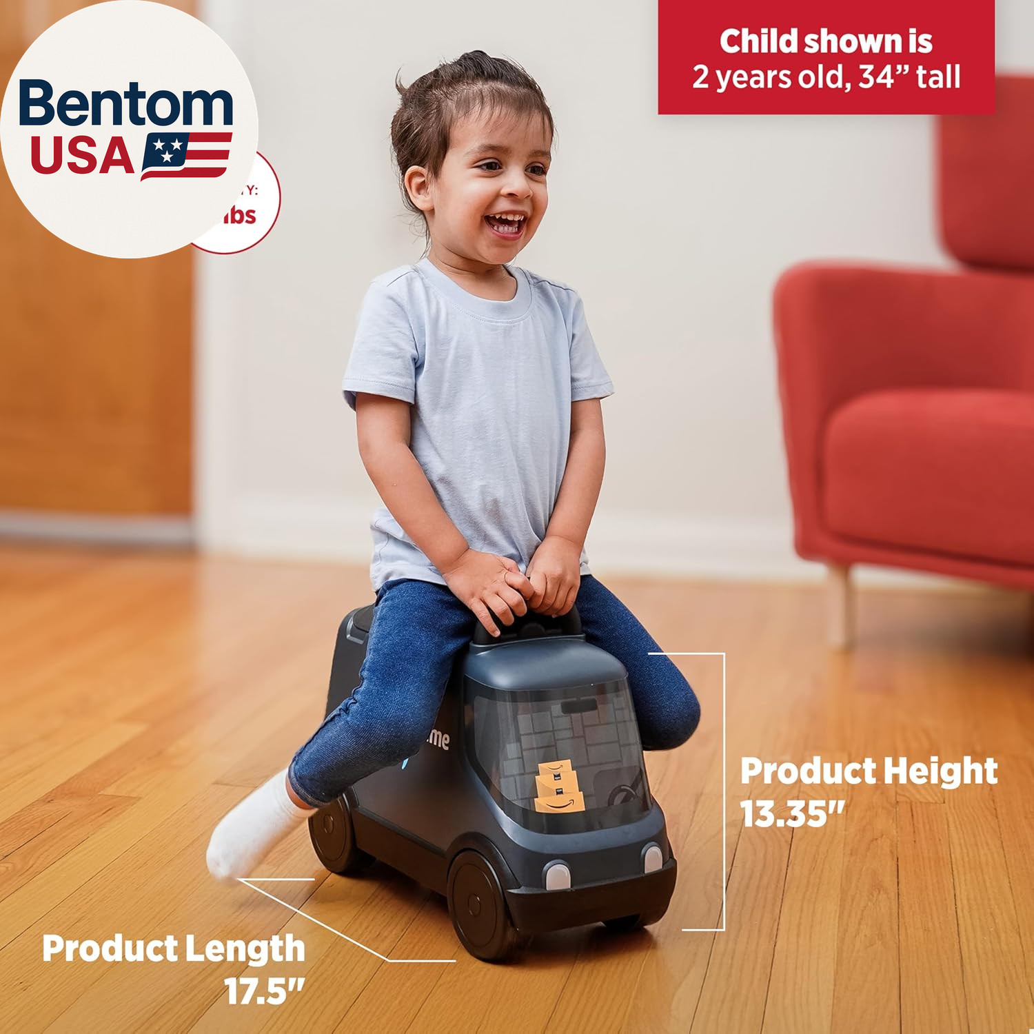 Amazon Delivery Van Ride on Toy for Kids, Blue Toddler Ride on Toy for Ages 2+,