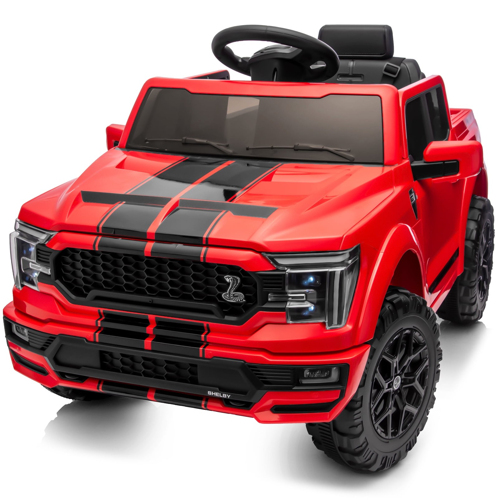 Licensed Ford-Shelby F-150 12V Kids Electric Ride-On Truck with Remote – Black