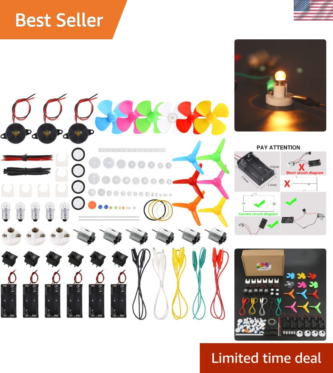 Interactive 131 PCS STEM DC Motors Experiment Set – Encourages Problem-Solving