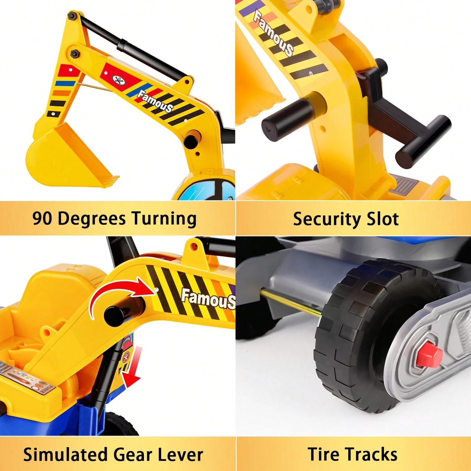 Excavator Ride On Toy Indoor Outdoor All-Terrain Boys Girls 3-8+
