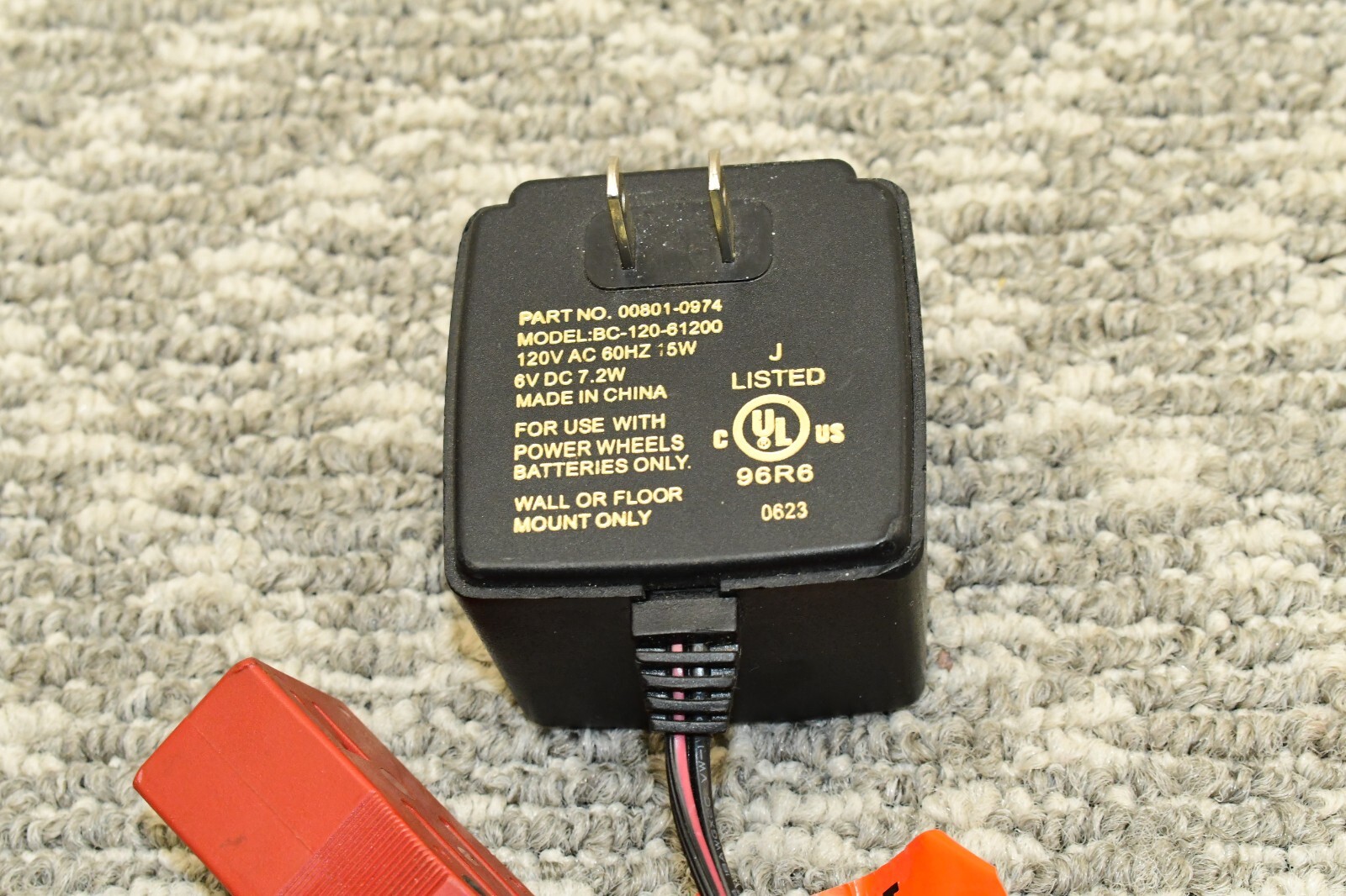 Genuine Fisher Price 00801-0974 Power Wheels BC-120-61200 Battery Charger Super