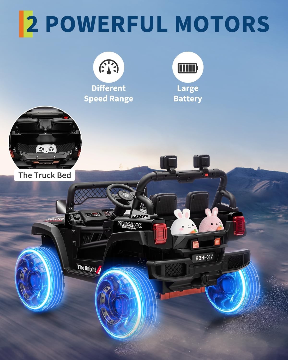 12V Kids Ride on Truck Toys for Big Kids Electric Vehicle with Parent Remote