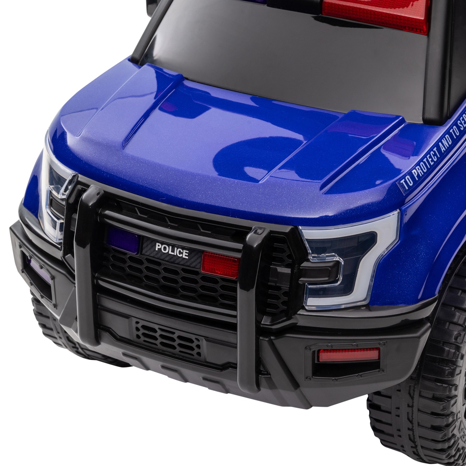 Kids Push Ride On Police Car W/ Horn, for 18 Months – 5 Years Old, Blue