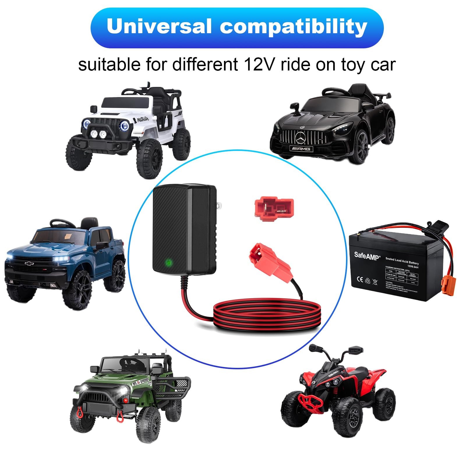 12V Battery Charger for Kids Ride On Toys, 12V Kids Ride On Car Charger for K…