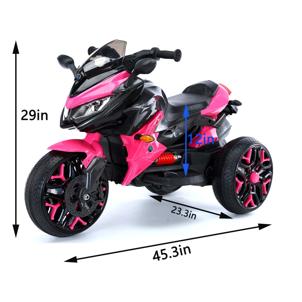 Light Up Wheels Kids Electric Motorcycle, 12V for 3-6 Years Old