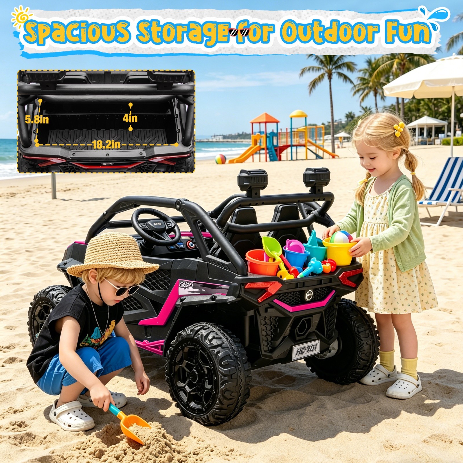 24V 4WD Kids Electric Off-Road UTV with 4-Wheel Suspension, Remote Control, LED