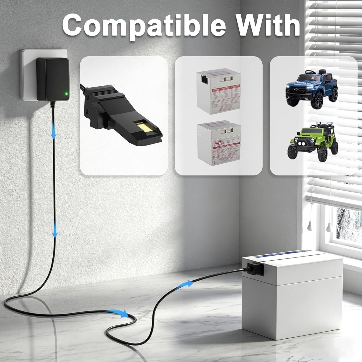 Replacement 12V Charger for Power Wheels – Includes Charging Indicator & Cord