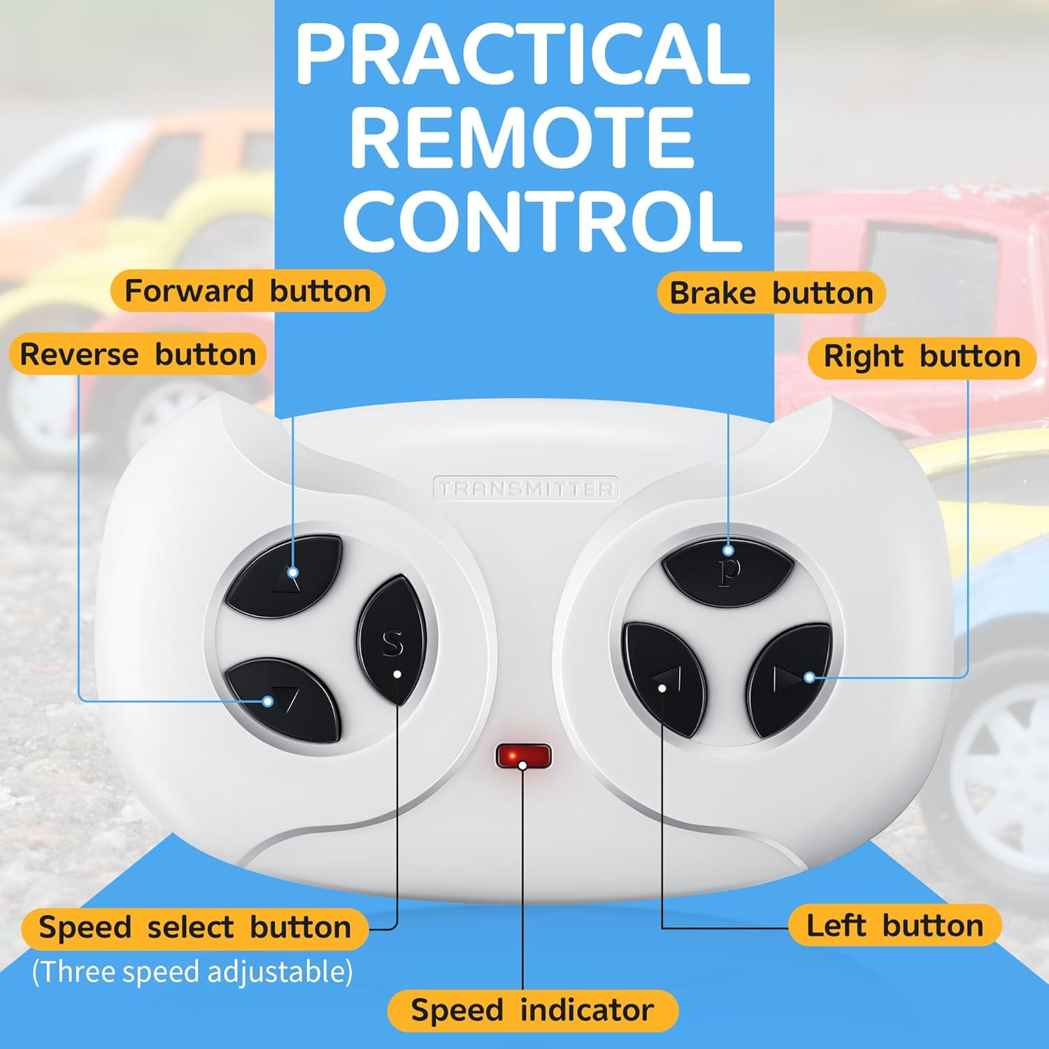 2.4G Remote Control for Kids Electric Car, White Remote Control for 12V Electric