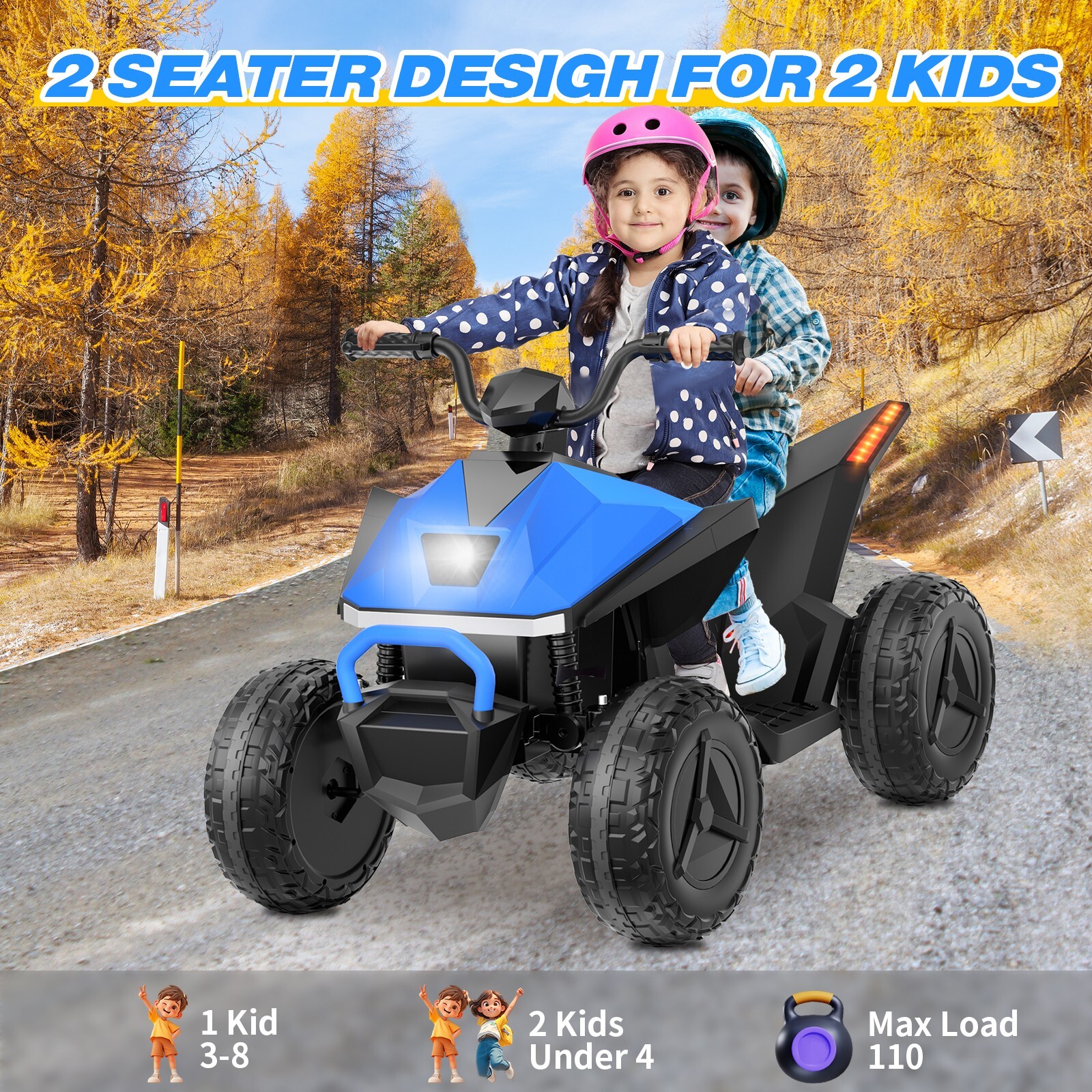24V children’s beach toy car ATV with 4 spring suspensions and music LED lights