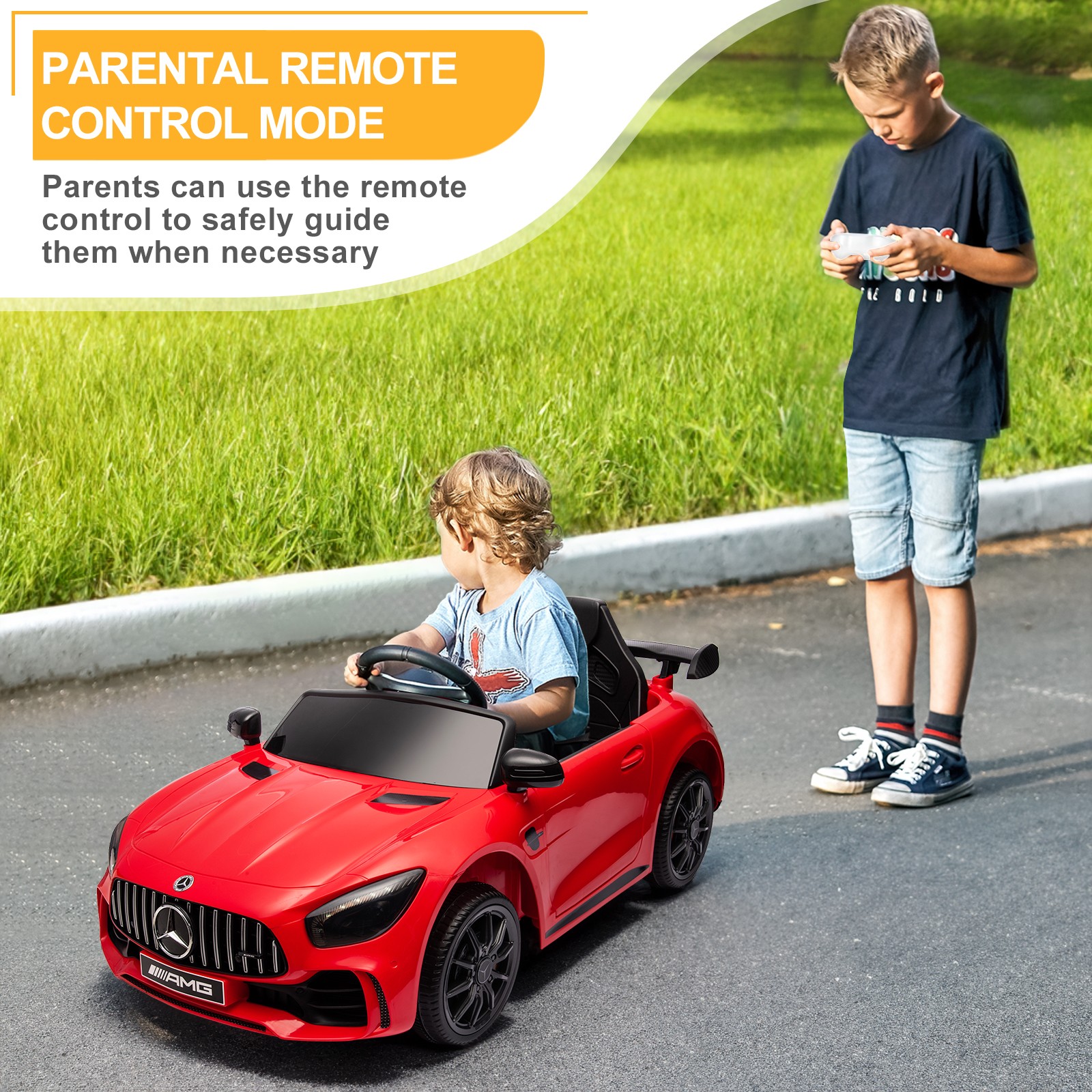 Kid Toddler 12V Licensed Mercedes-Benz Electric Ride on Car Toy with Remote Red