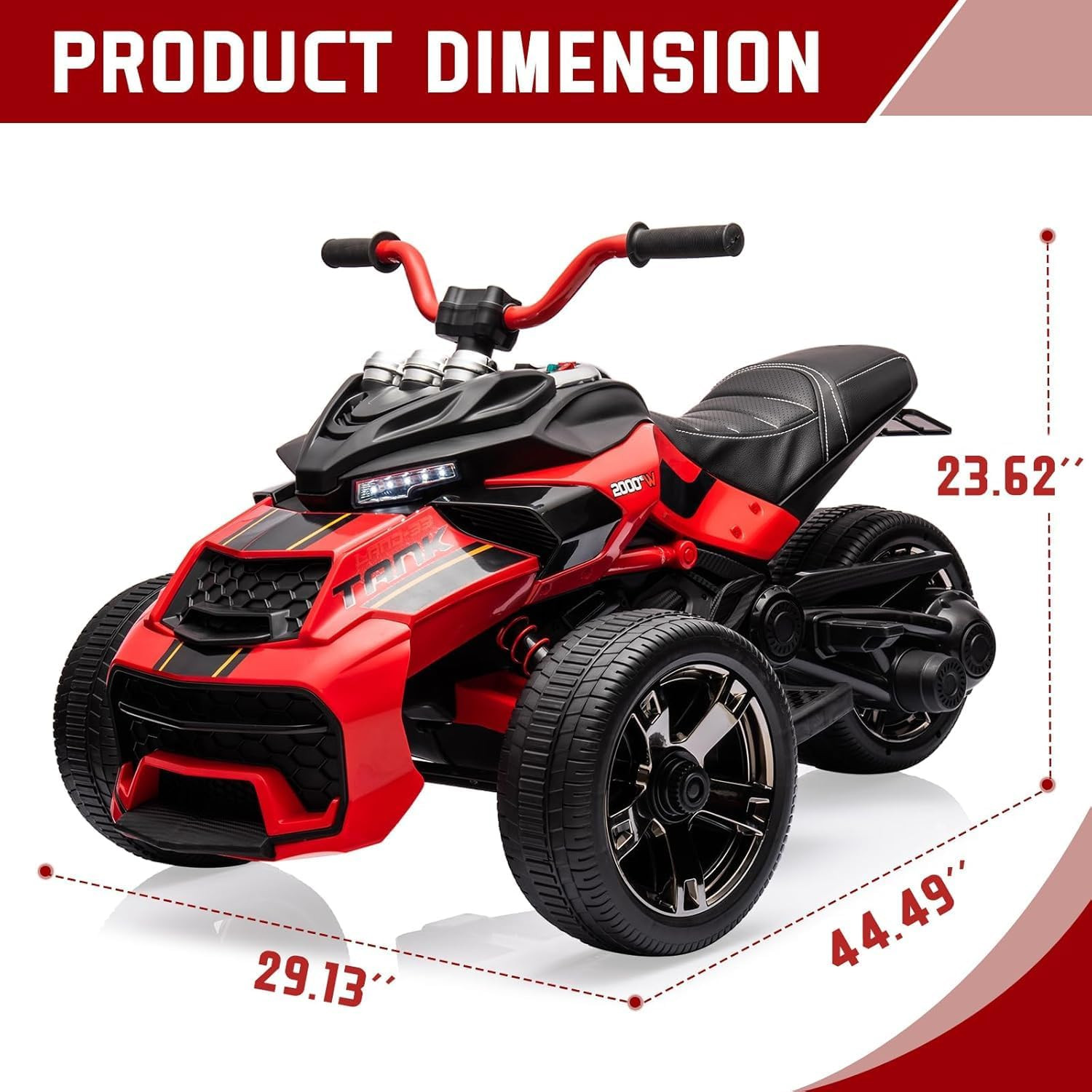 Kids Electric Ride on Truck Car, 7MPH, 2 Speeds, 2X55W Motor, LED Lights, Music,