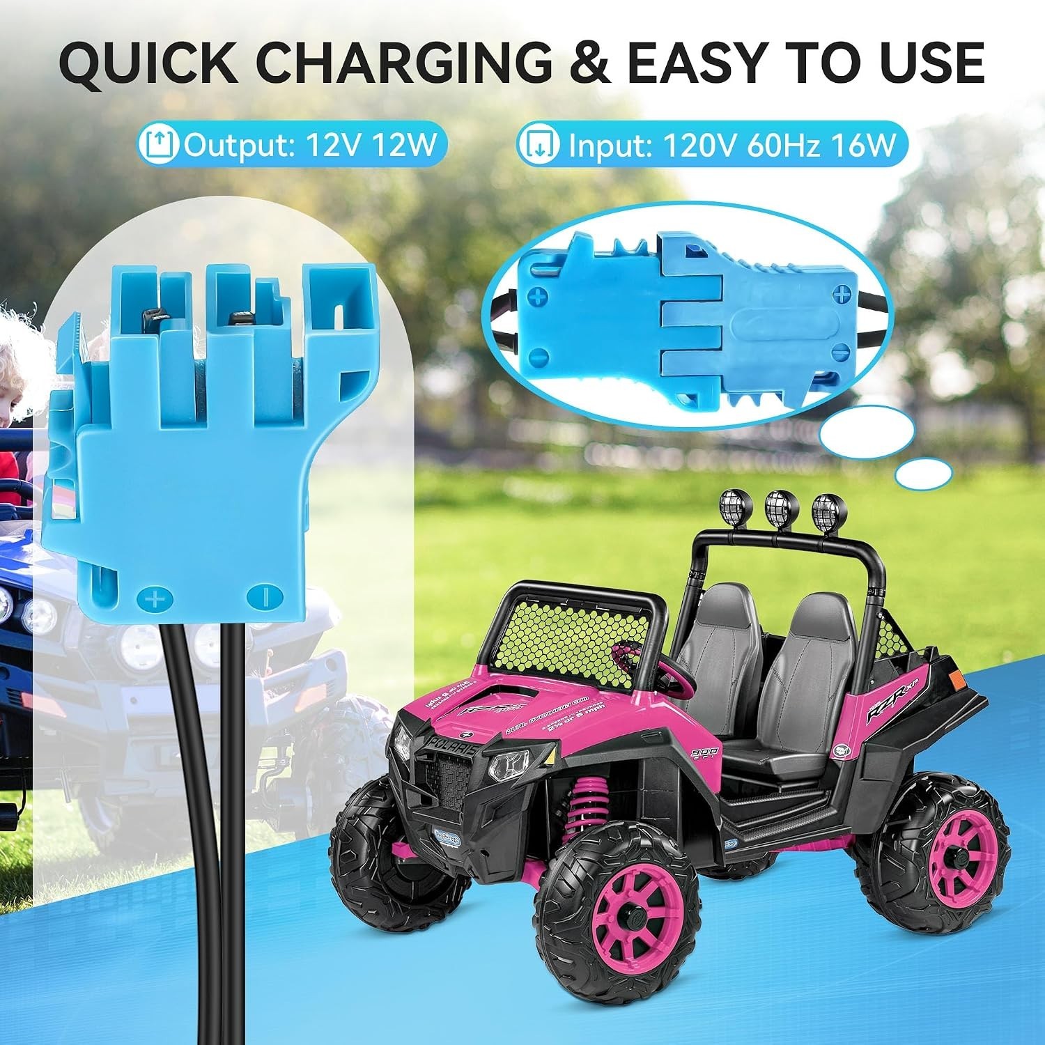 Reliable 12V Ride-On Toy Charger – Efficient LED Indicator & Safety Features
