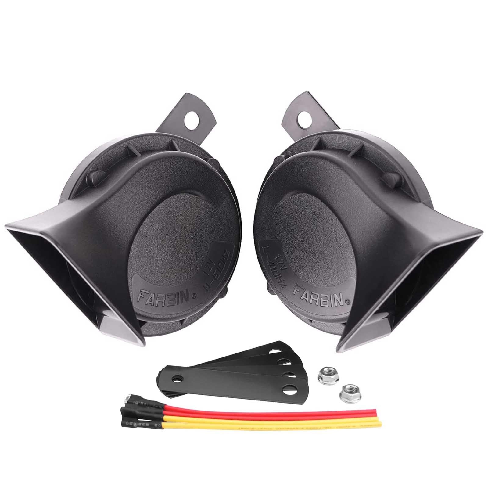 12V Black Snail Electric Horn Waterproof Super Loud Dual Horns for Car
