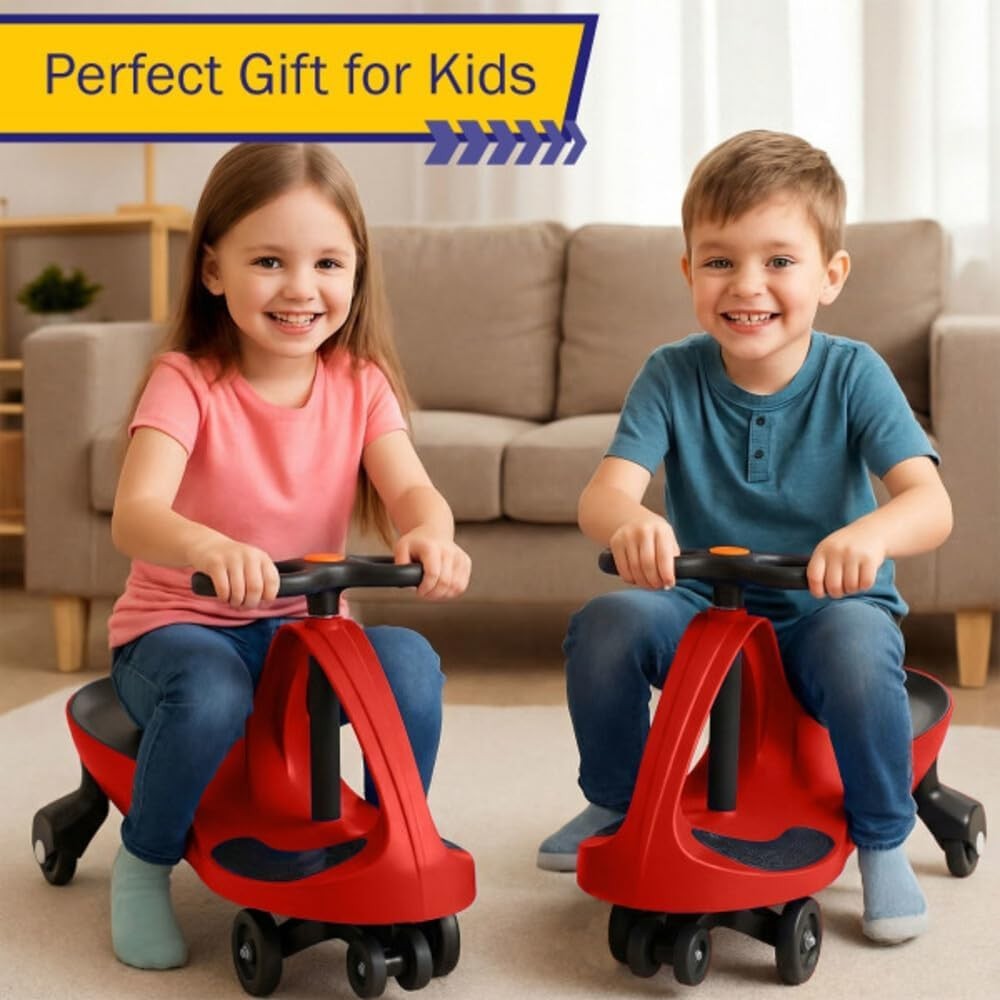 Wiggle Car Ride-On Toy for Ages 3+ – No Batteries, Just Twist & Go (Red)