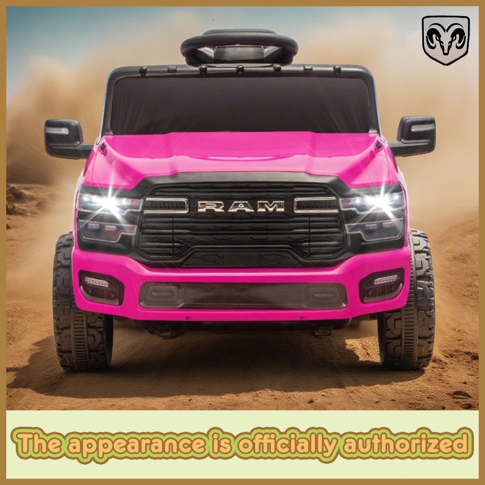 12V Kids Ride on Car Electric Toy,Toddler Licensed RAM 3500 Truck w/Remote, Pink
