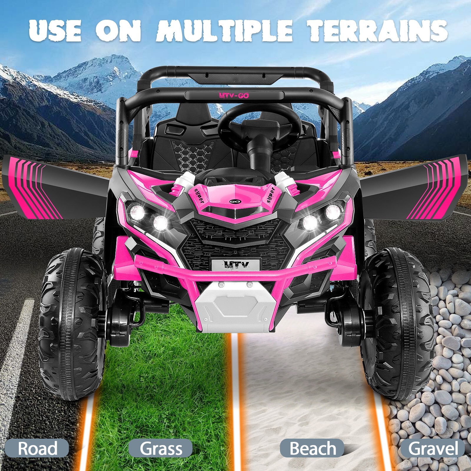 24V Kids Powered Ride on Car 2WD/4WD Switchable Electric UTV Toy with 3 Speeds