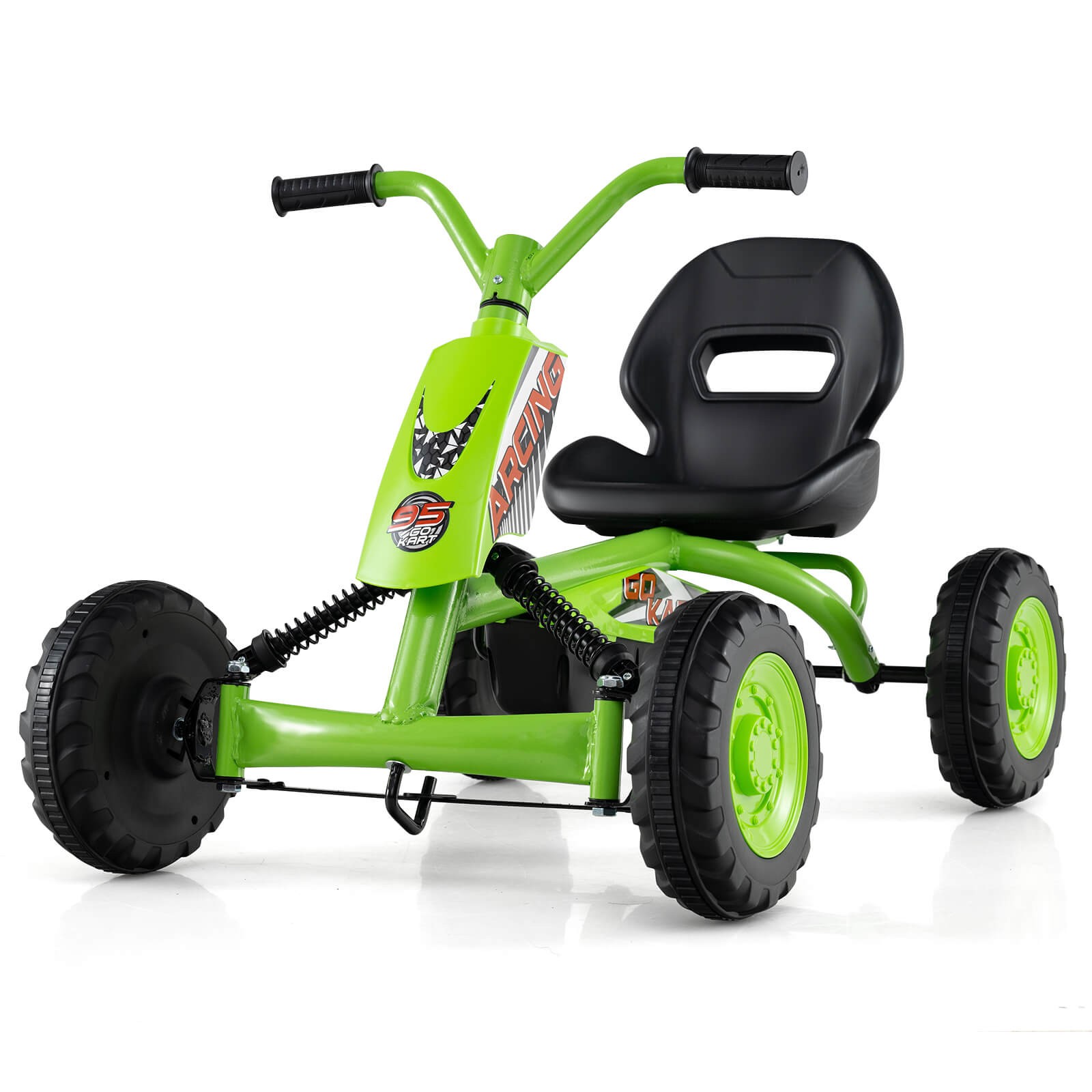 Go Kart for Kids 4 Wheel Toddler Ride On Pedal Car w/ Steering Handlebars