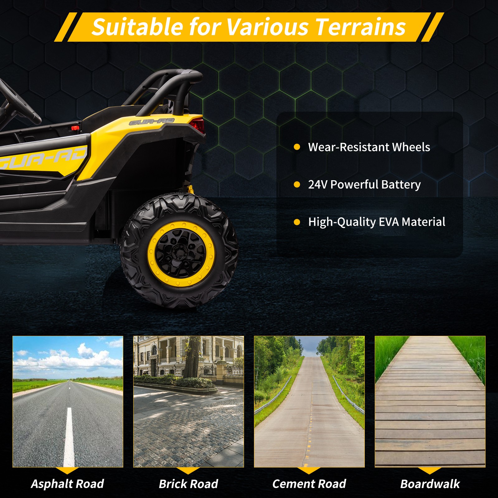 24V 2-Seater Electric Ride-On Car with RC,2 Motors,Toys Gifts for Boys and Girls