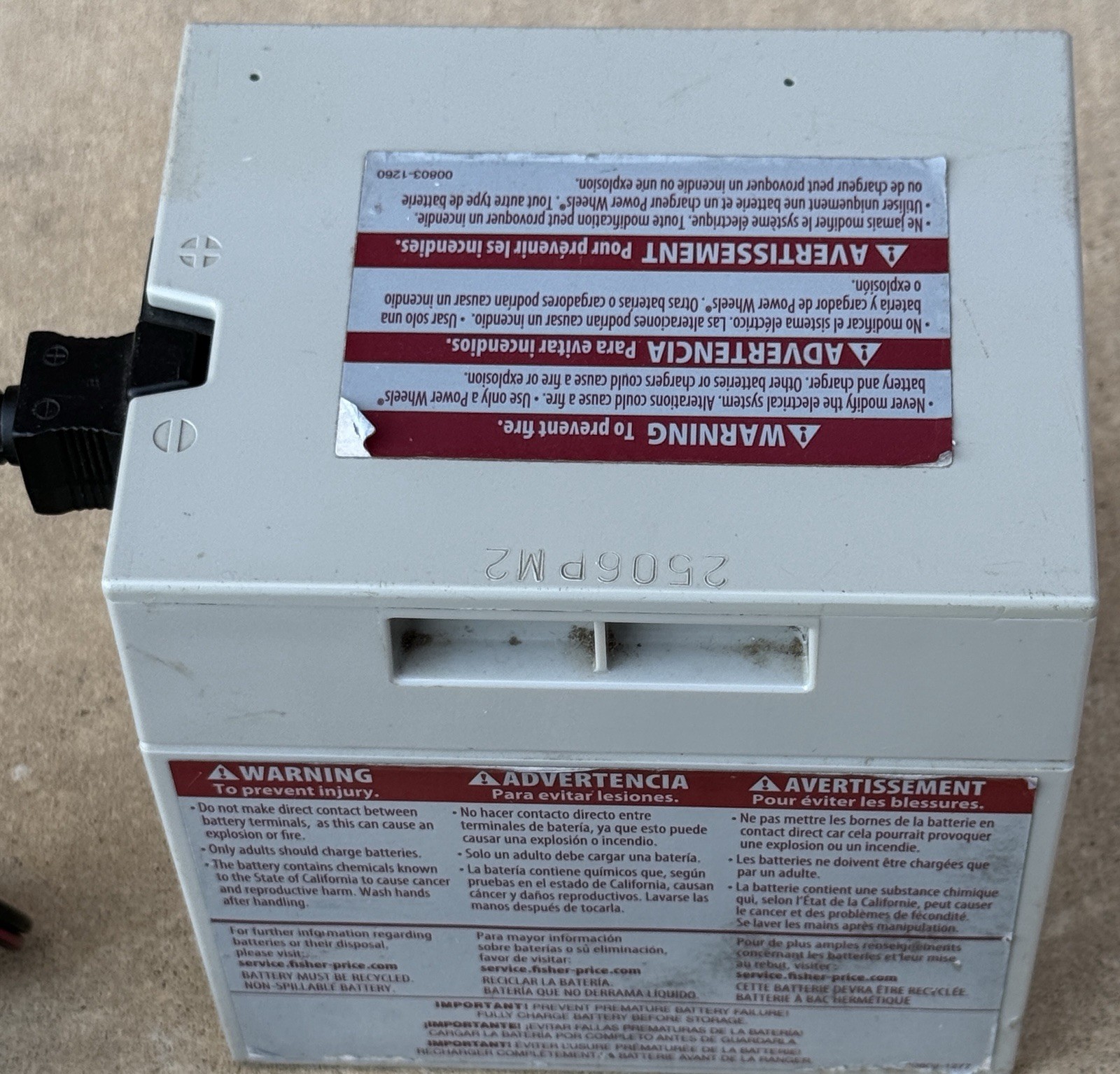 Power Wheels 12V Gray Battery 00801-0638 + 12 VOLT Charger Fisher Price Genuine