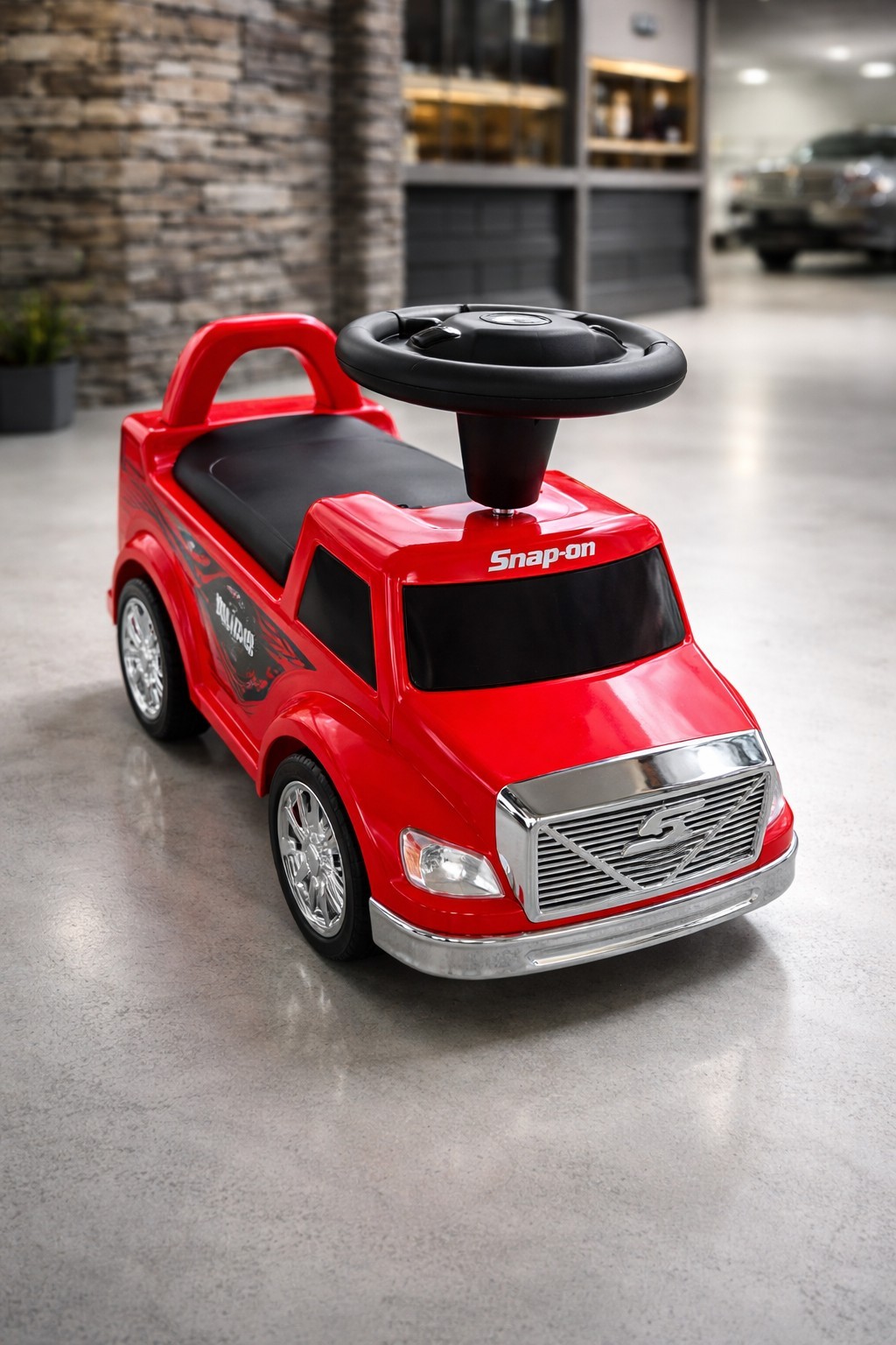 Snap On Tools Kids Ride on Toy Car Wheel Snap On Truck RED W/Horn & Turn Steer !