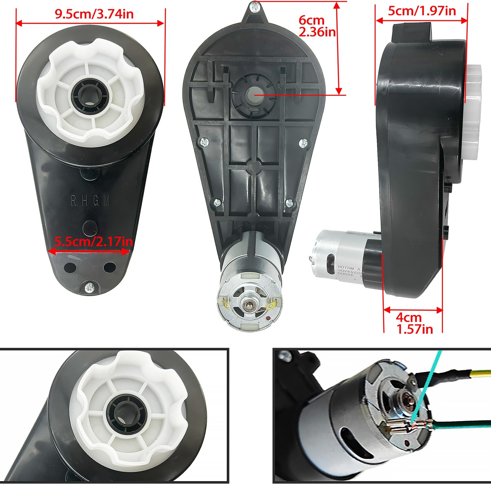 24V Motor Gearbox Wires Harness Conversion Kit for Power Wheels Trax Upgrade,…