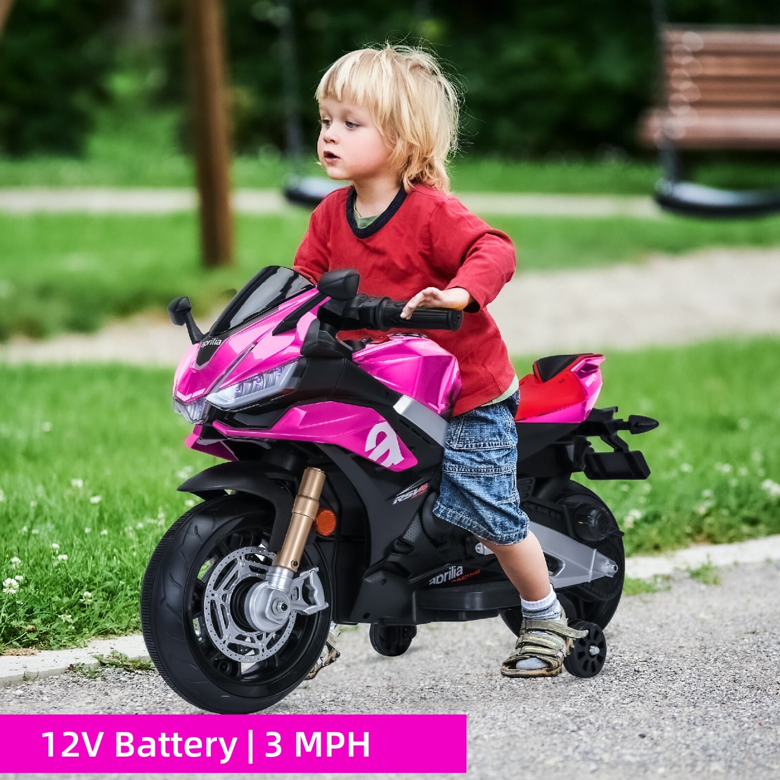 12V Kids Electric Motorcycle Ride on Toy w/LED Lights Bluetooth Music