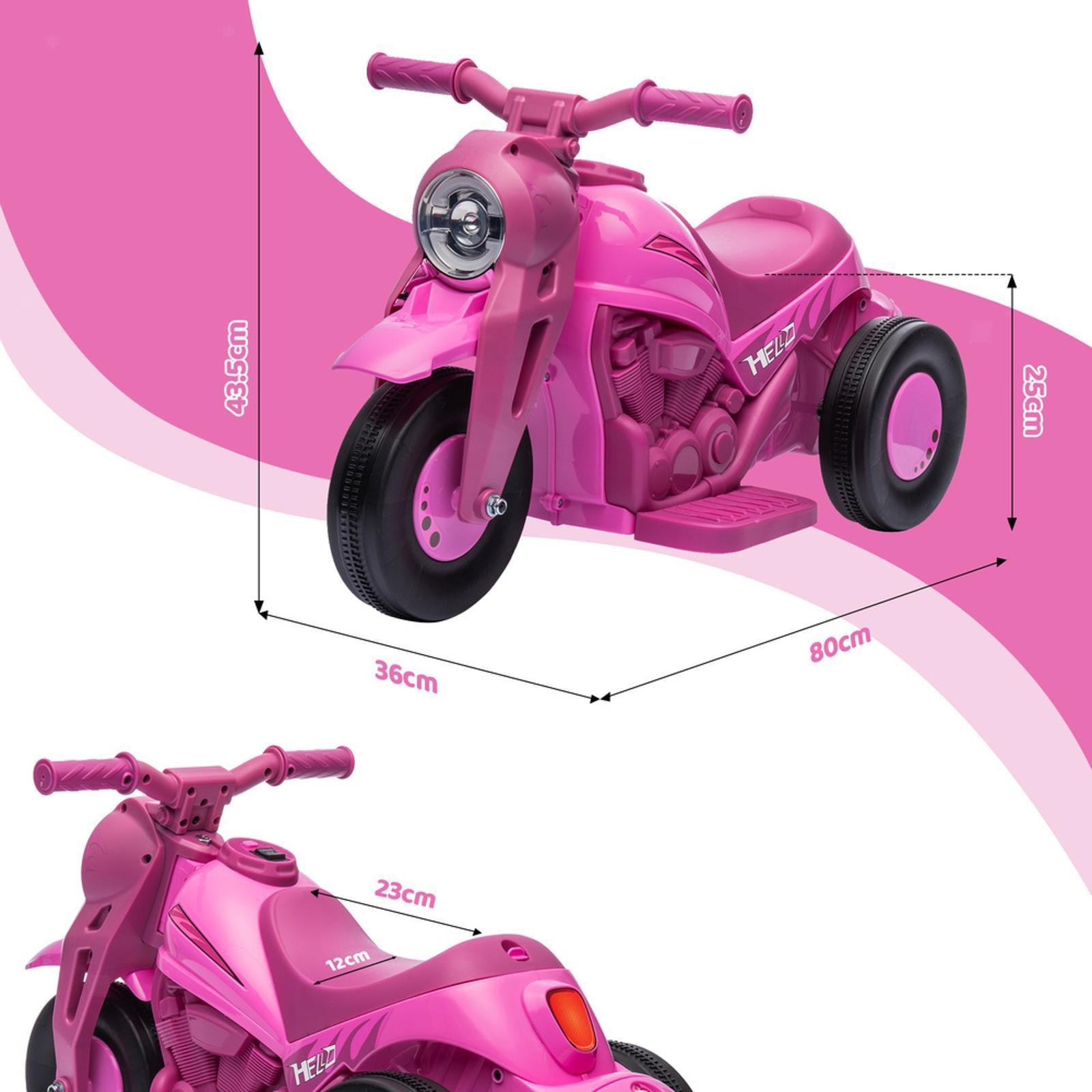 6V Kids Electric Bubble Motorcycle, 3-Wheel Ride-On Bike with LED
