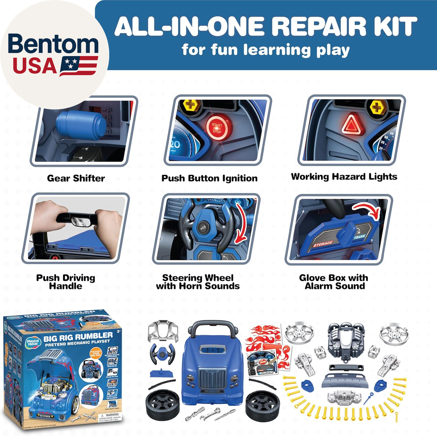 Interactive Large Truck Engine Toy for Kids – Complete Mechanic Repair Kit with