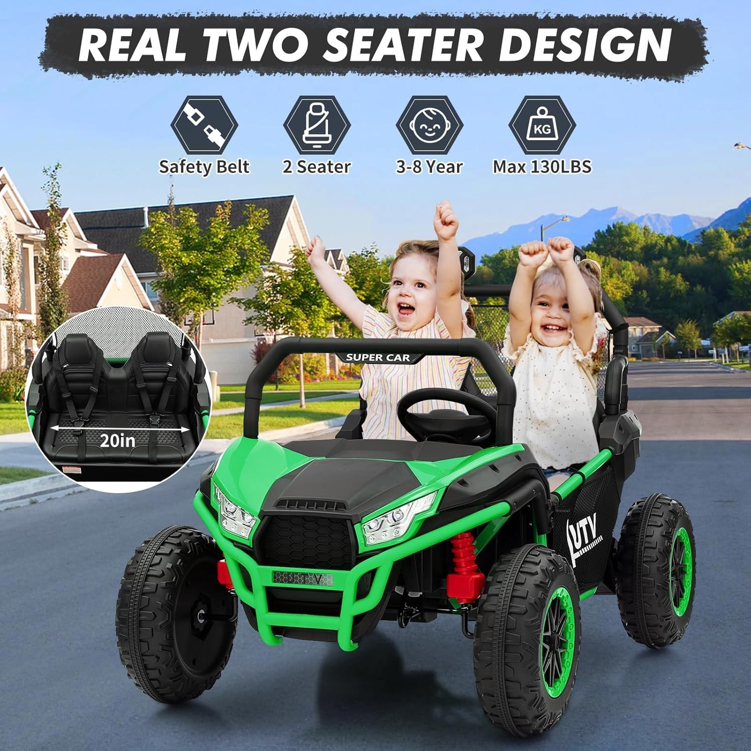 24V Kids Ride On UTV 400W Electric Car Vehicle Toy 4 Wheeler Off-Road Car Remote
