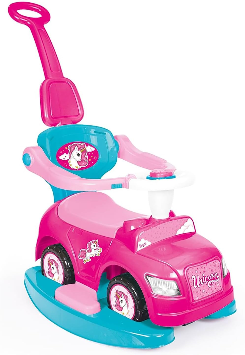 : Ride on Car: 4-In-1 Walk & Drive – Unicorn & Pink – Walk-Ride-Rock-Drive, Foot