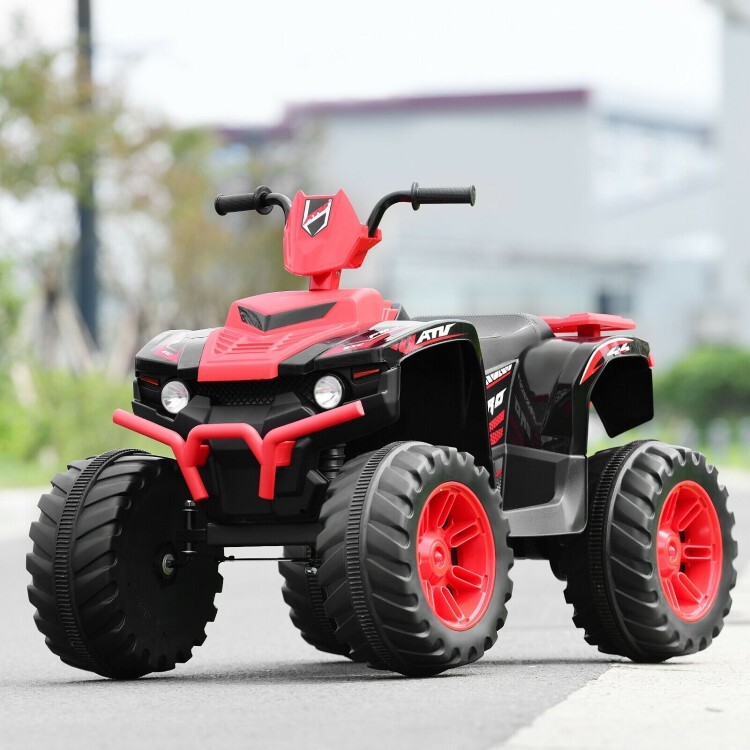 12V Kids Electric 4-Wheeler ATV Quad 2-Speeds Ride On Car Toys W/ LED Lights Red