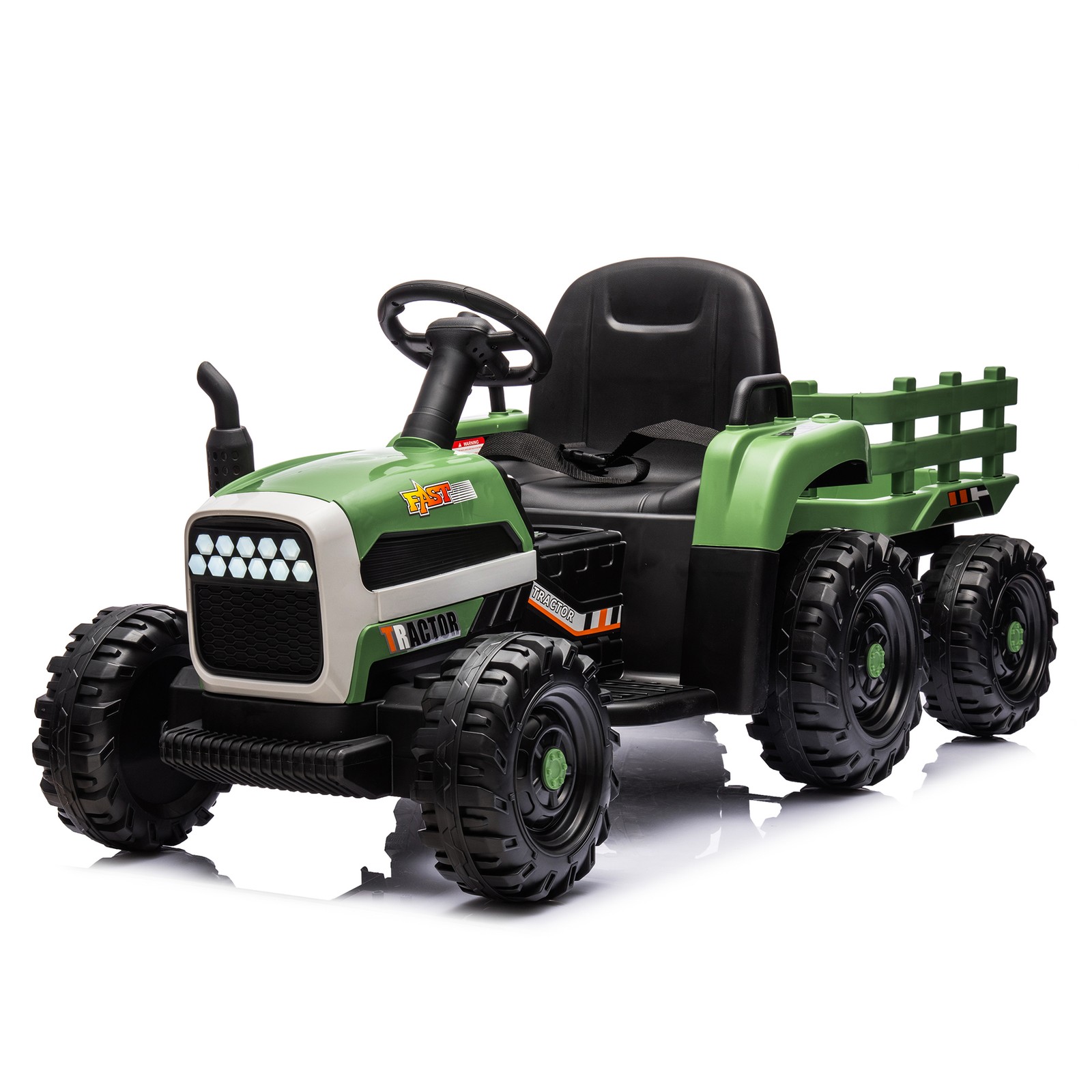 24Vkids Ride Tractor Trailer 1.86-4.97MPH electric car 3speed adjustable Emerald
