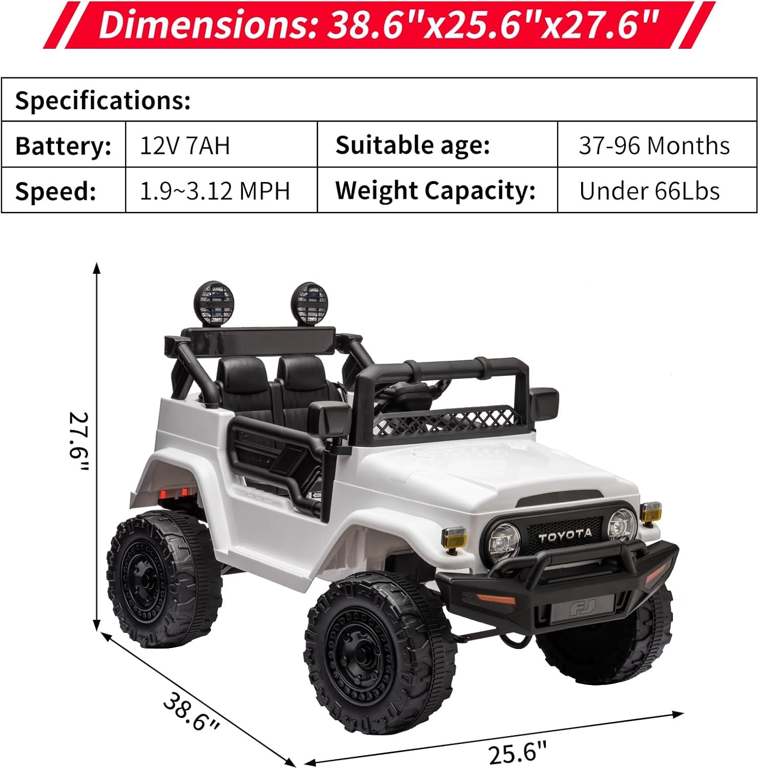 GARVEE 12V Ride-On Car for Kids Ages 3-6 with LED Headlights MP3 & Parent Remote