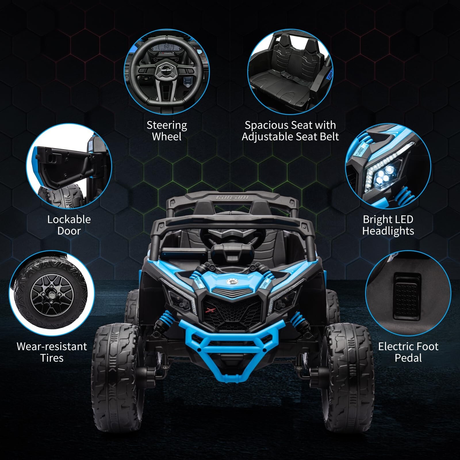 24V BRP Can-Am Licensed Ride on UTV Car for Kids Electric Toys 4WD Off-Road Quad