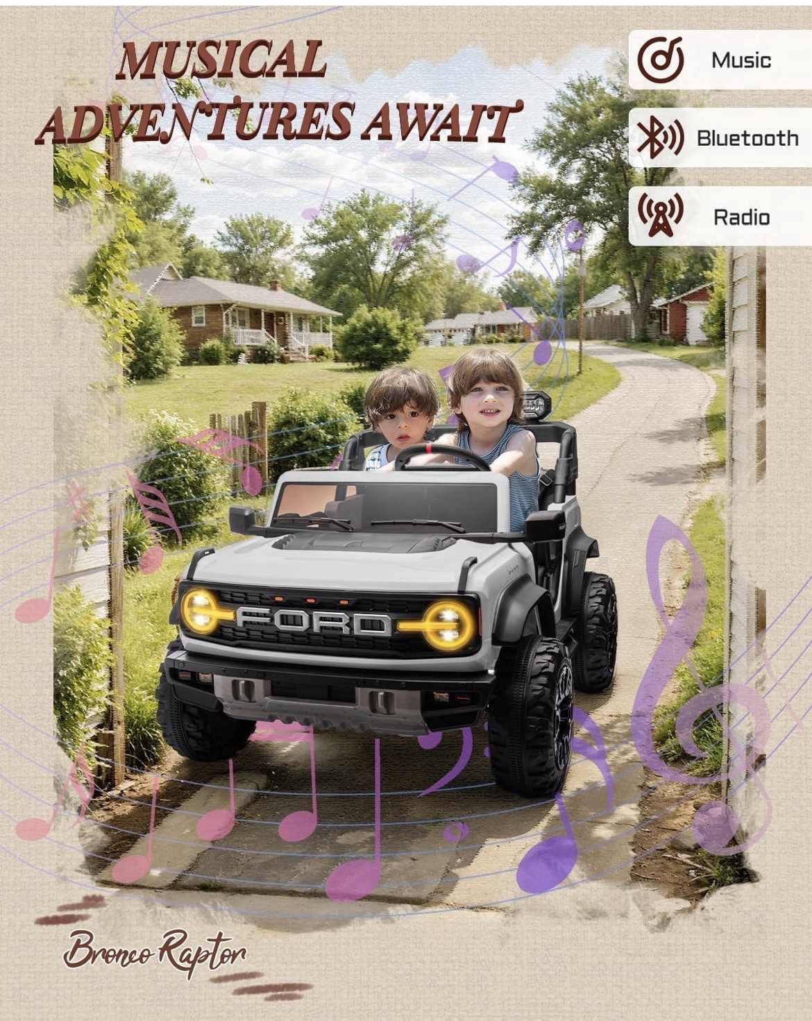 First Ride On Licensed Ford Bronco Raptor 24v 2 Seater Kids Ride On Toys Car Ba