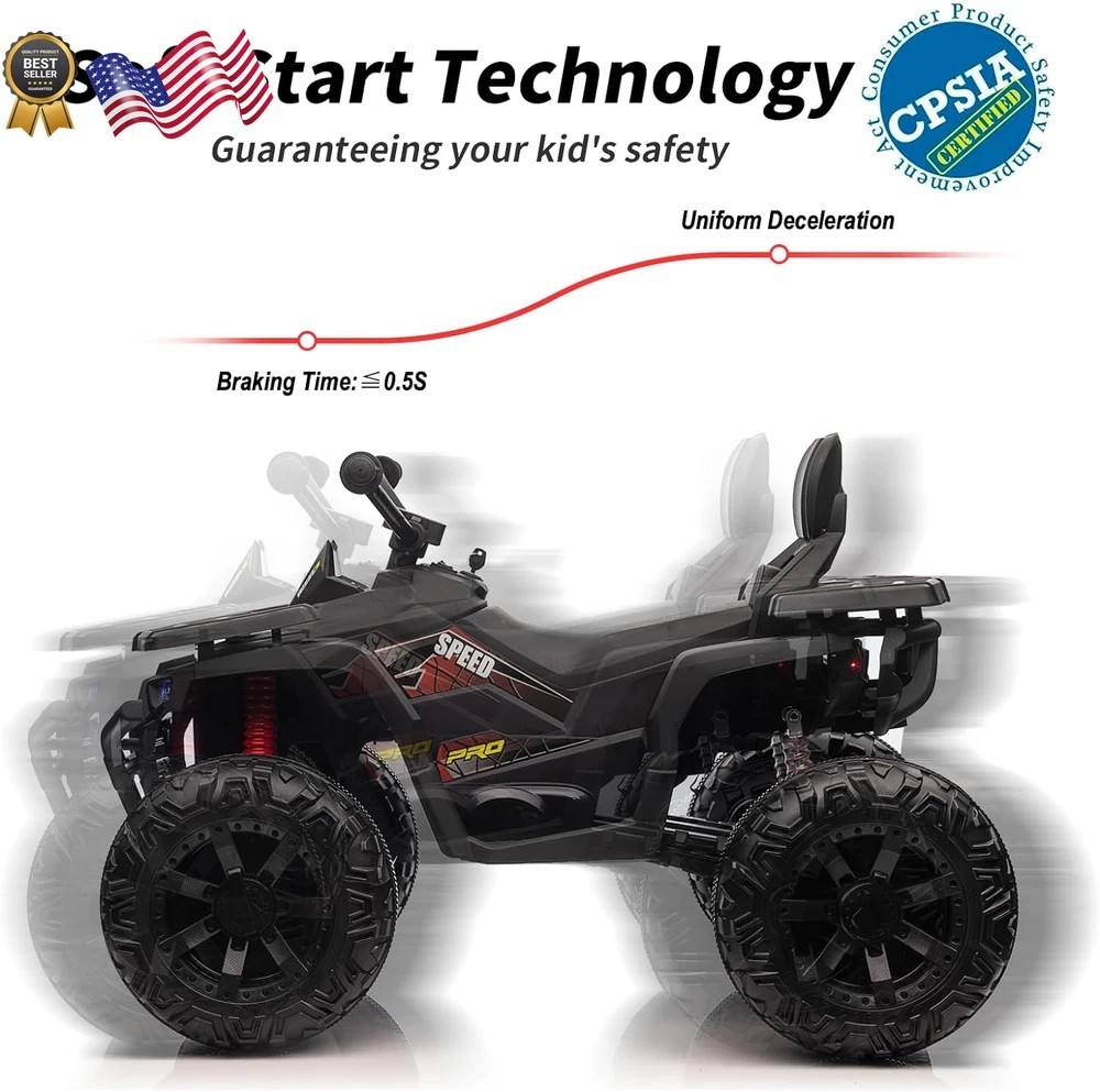 Kids ATV 4 Wheeler 24V Ride on Toys Car for Big Kids with 400W Motor 2 Black