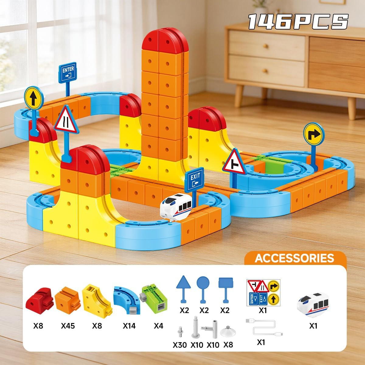 Electric Train Set,Car Track for Toddlers, for Kids 3 4 5 6 7 8 Years Old,Gravit